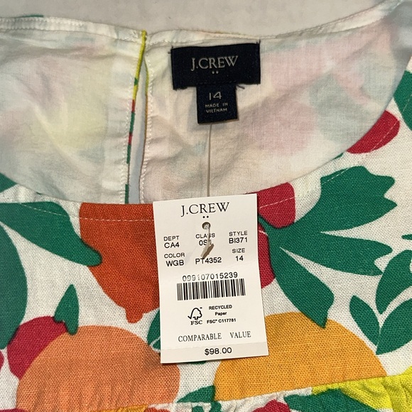J Crew Linen Blend Bright Fruit Print Shift Dress Size 14🍊🍋 NWT - Picture 5 of 11
